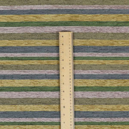 Enya Designer Soft Luxury Striped Fabric Lilac Yellow Green Colour Chenille JO-551 - Made To Measure Curtains