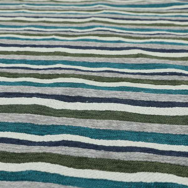 Enya Designer Soft Luxury Striped Fabric Blue Grey White Colour Chenille JO-552