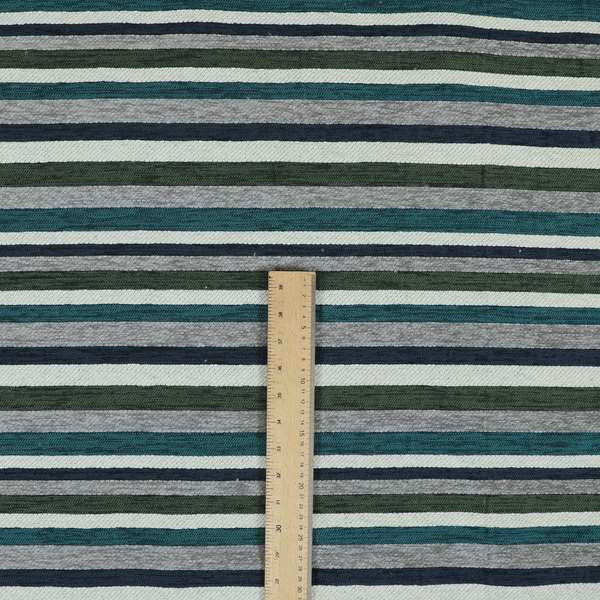 Enya Designer Soft Luxury Striped Fabric Blue Grey White Colour Chenille JO-552 - Handmade Cushions