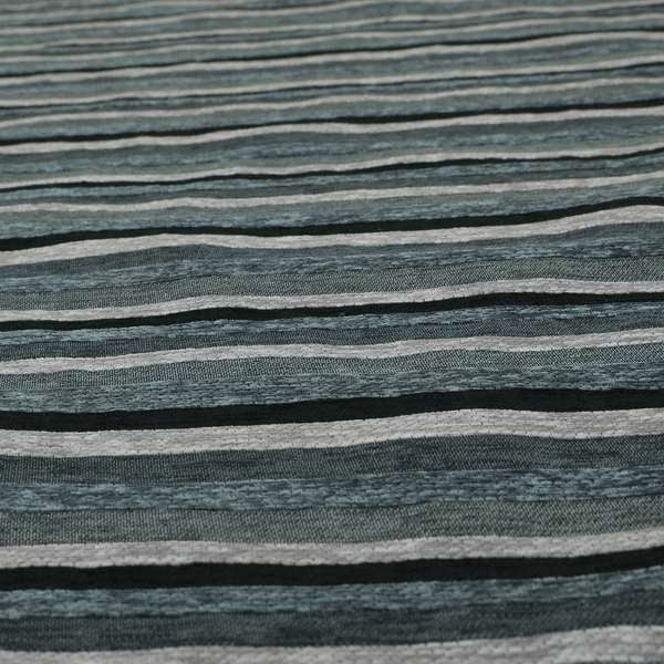 Enya Designer Soft Luxury Striped Fabric Silver Grey Colour Chenille JO-553