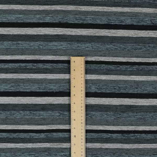 Enya Designer Soft Luxury Striped Fabric Silver Grey Colour Chenille JO-553 - Made To Measure Curtains