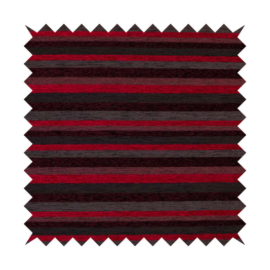 Enya Designer Soft Luxury Striped Fabric Red Colour Chenille JO-554