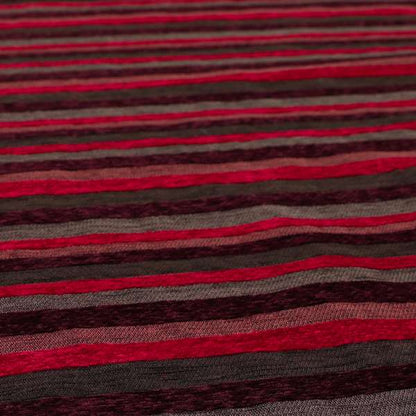 Enya Designer Soft Luxury Striped Fabric Red Colour Chenille JO-554 - Made To Measure Curtains