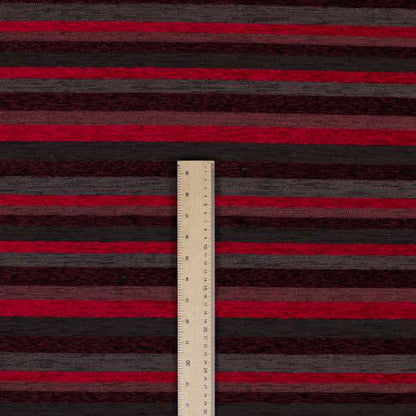 Enya Designer Soft Luxury Striped Fabric Red Colour Chenille JO-554 - Roman Blinds