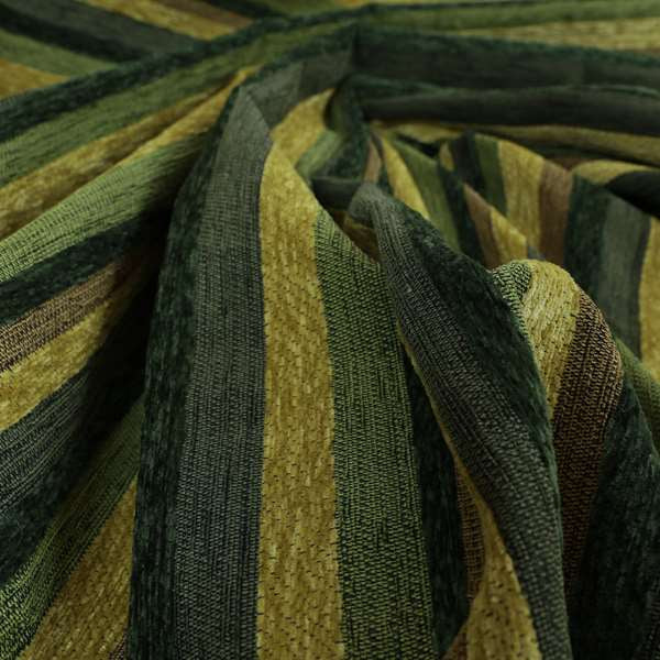 Enya Designer Soft Luxury Striped Fabric Green Colour Chenille JO-555 - Made To Measure Curtains