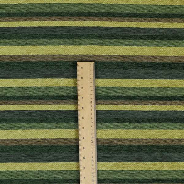 Enya Designer Soft Luxury Striped Fabric Green Colour Chenille JO-555