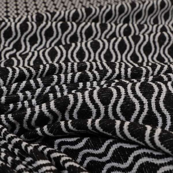 Piccadilly Collection Eclipse Pattern Woven Upholstery Black Chenille Fabric JO-556