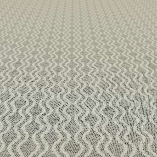 Piccadilly Collection Eclipse Pattern Woven Upholstery Silver Grey Chenille Fabric JO-557 - Made To Measure Curtains