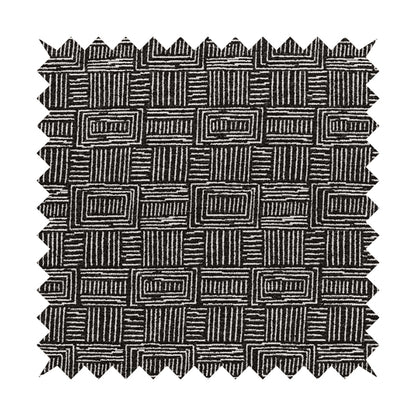 Piccadilly Collection Gingham Pattern Woven Upholstery Black Chenille Fabric JO-558 - Roman Blinds