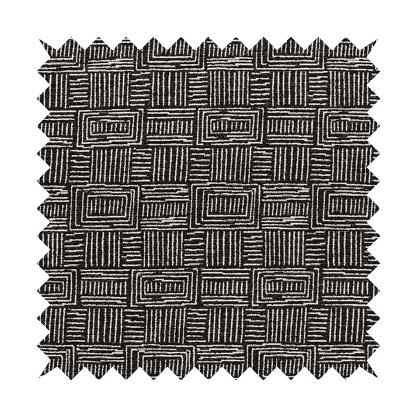 Piccadilly Collection Gingham Pattern Woven Upholstery Black Chenille Fabric JO-558 - Handmade Cushions