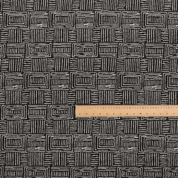 Piccadilly Collection Gingham Pattern Woven Upholstery Black Chenille Fabric JO-558 - Roman Blinds