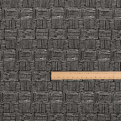 Piccadilly Collection Gingham Pattern Woven Upholstery Black Chenille Fabric JO-558