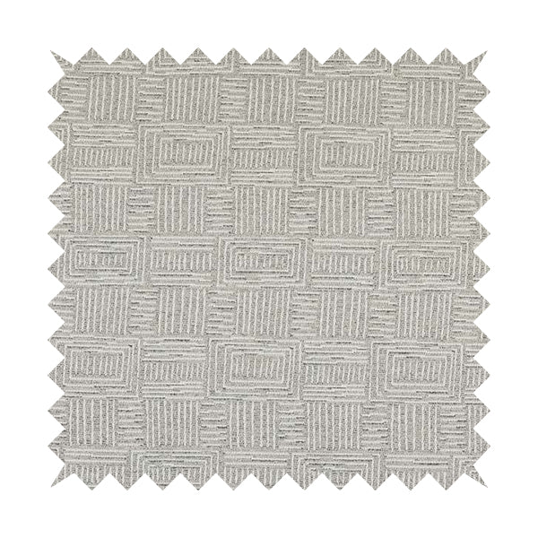 Piccadilly Collection Gingham Pattern Woven Upholstery Silver Grey Chenille Fabric JO-559 - Roman Blinds