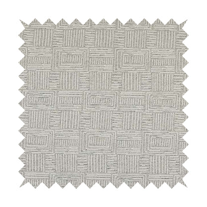 Piccadilly Collection Gingham Pattern Woven Upholstery Silver Grey Chenille Fabric JO-559 - Roman Blinds