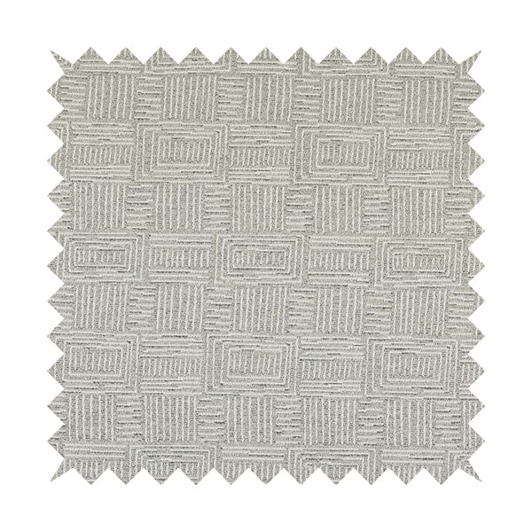Piccadilly Collection Gingham Pattern Woven Upholstery Silver Grey Chenille Fabric JO-559