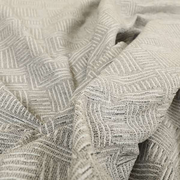 Piccadilly Collection Gingham Pattern Woven Upholstery Silver Grey Chenille Fabric JO-559 - Made To Measure Curtains