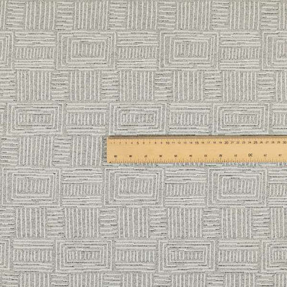 Piccadilly Collection Gingham Pattern Woven Upholstery Silver Grey Chenille Fabric JO-559
