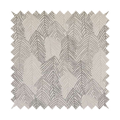 Piccadilly Collection Leaf Floral Pattern Woven Upholstery Silver Grey Chenille Fabric JO-560 - Roman Blinds