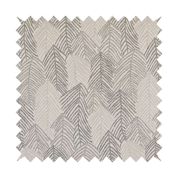 Piccadilly Collection Leaf Floral Pattern Woven Upholstery Silver Grey Chenille Fabric JO-560 - Made To Measure Curtains