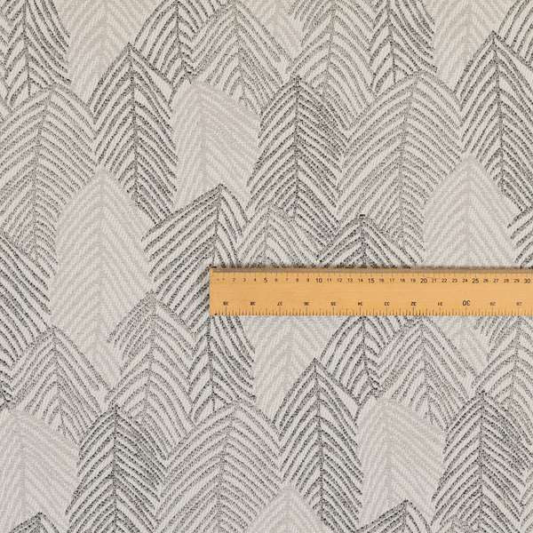 Piccadilly Collection Leaf Floral Pattern Woven Upholstery Silver Grey Chenille Fabric JO-560 - Roman Blinds