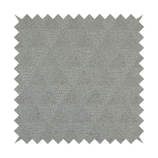 Piccadilly Collection Geometric Triangle Pattern Woven Upholstery Silver Grey Chenille Fabric JO-562