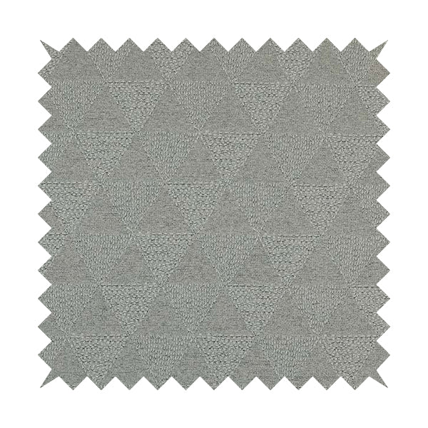 Piccadilly Collection Geometric Triangle Pattern Woven Upholstery Silver Grey Chenille Fabric JO-562 - Made To Measure Curtains