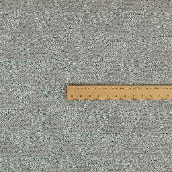 Piccadilly Collection Geometric Triangle Pattern Woven Upholstery Silver Grey Chenille Fabric JO-562 - Roman Blinds