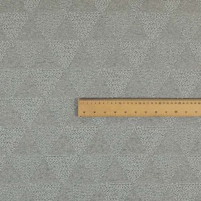 Piccadilly Collection Geometric Triangle Pattern Woven Upholstery Silver Grey Chenille Fabric JO-562