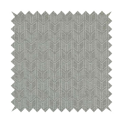 Piccadilly Collection Geometric Chevron Pattern Woven Upholstery Silver Chenille Fabric JO-563 - Made To Measure Curtains