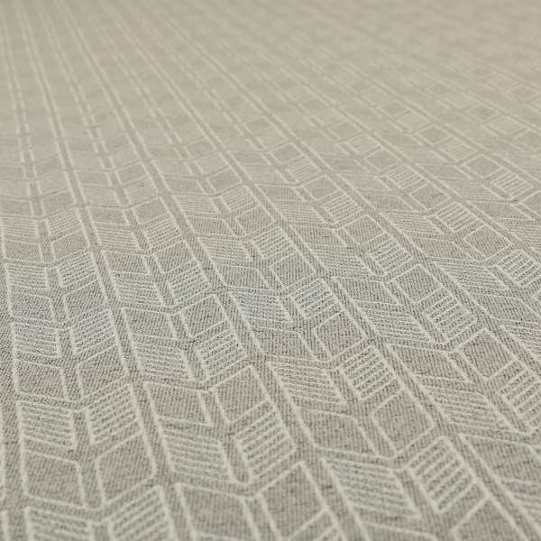 Piccadilly Collection Geometric Chevron Pattern Woven Upholstery Silver Chenille Fabric JO-563 - Roman Blinds