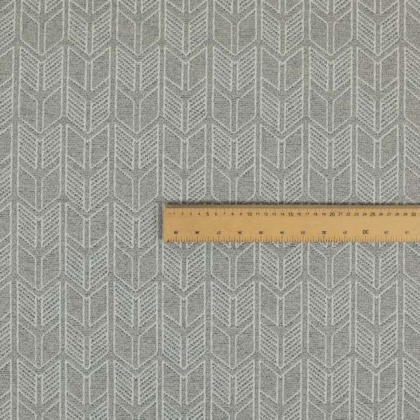 Piccadilly Collection Geometric Chevron Pattern Woven Upholstery Silver Chenille Fabric JO-563 - Roman Blinds