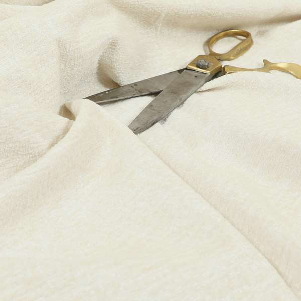 Bakari Semi Plain Woven Upholstery Chenille Fabric In Cream Colour JO-567