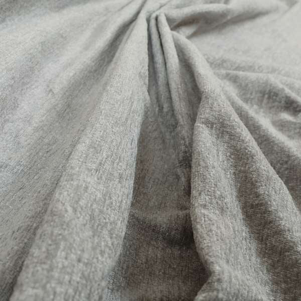 Bakari Semi Plain Woven Upholstery Chenille Fabric In Silver Colour JO-569