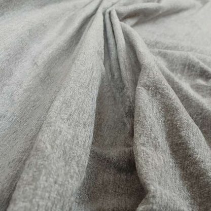 Bakari Semi Plain Woven Upholstery Chenille Fabric In Silver Colour JO-569 - Made To Measure Curtains