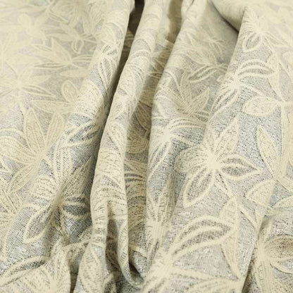 Waterperry Collection Beige Silver Colour Floral Pattern Soft Chenille Upholstery Fabric JO-571 - Roman Blinds