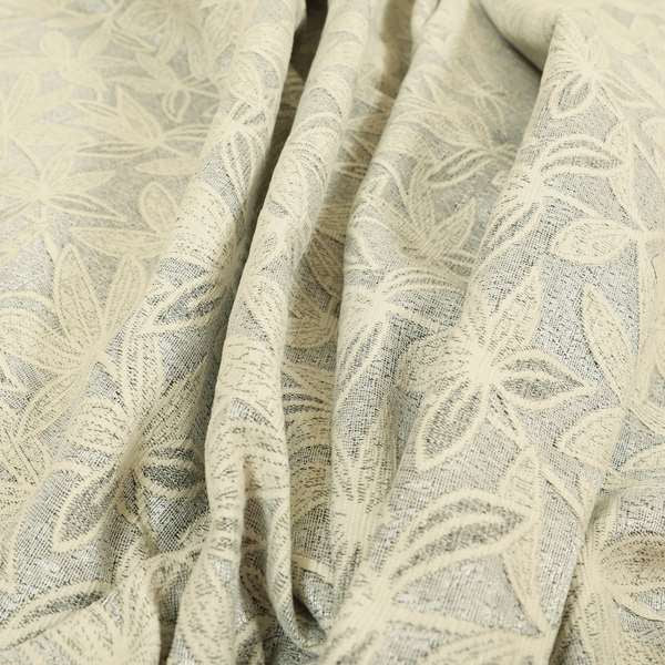 Waterperry Collection Beige Silver Colour Floral Pattern Soft Chenille Upholstery Fabric JO-571 - Handmade Cushions