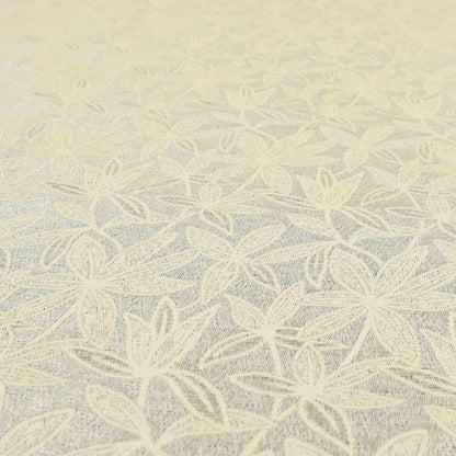 Waterperry Collection Beige Silver Colour Floral Pattern Soft Chenille Upholstery Fabric JO-571 - Roman Blinds