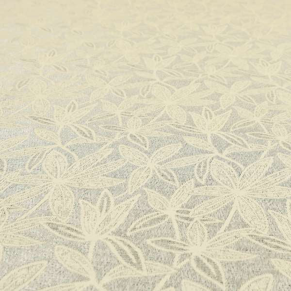 Waterperry Collection Beige Silver Colour Floral Pattern Soft Chenille Upholstery Fabric JO-571