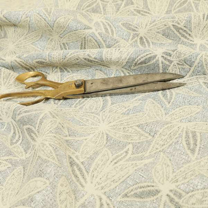 Waterperry Collection Beige Silver Colour Floral Pattern Soft Chenille Upholstery Fabric JO-571 - Roman Blinds