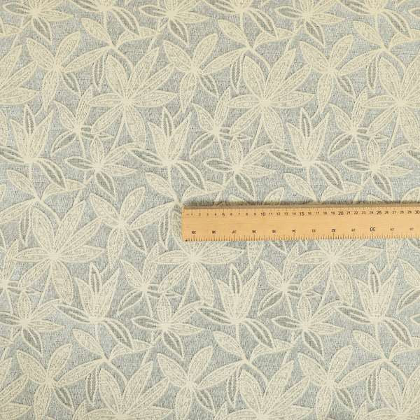 Waterperry Collection Beige Silver Colour Floral Pattern Soft Chenille Upholstery Fabric JO-571