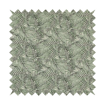 Fantasque All Over Jungle Leaf Inspired Pattern White Green Colour Chenille Fabric JO-572 - Roman Blinds