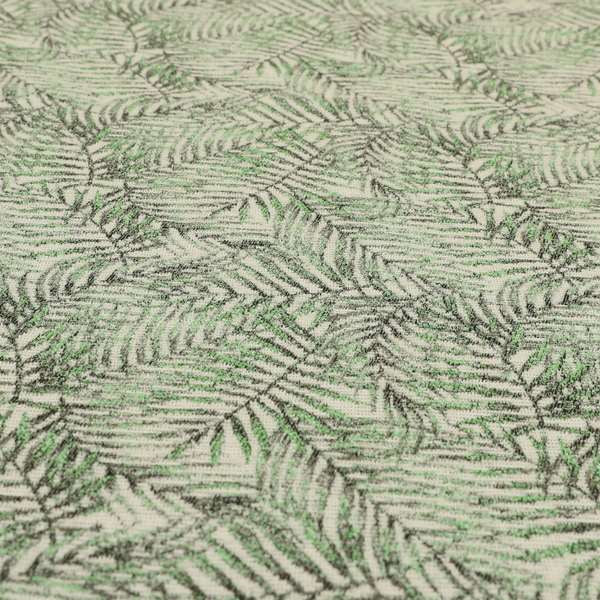 Fantasque All Over Jungle Leaf Inspired Pattern White Green Colour Chenille Fabric JO-572 - Handmade Cushions