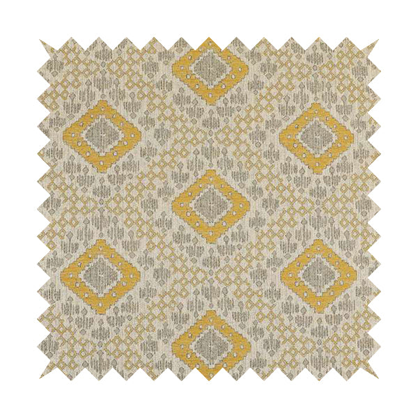 Atmosfera Quality Woven Geometric Inspired Pattern In Yellow Colour Fabric JO-574 - Made To Measure Curtains