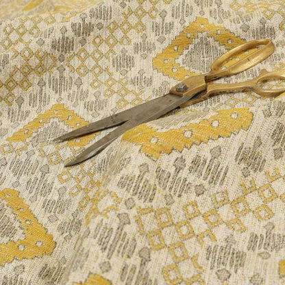 Atmosfera Quality Woven Geometric Inspired Pattern In Yellow Colour Fabric JO-574