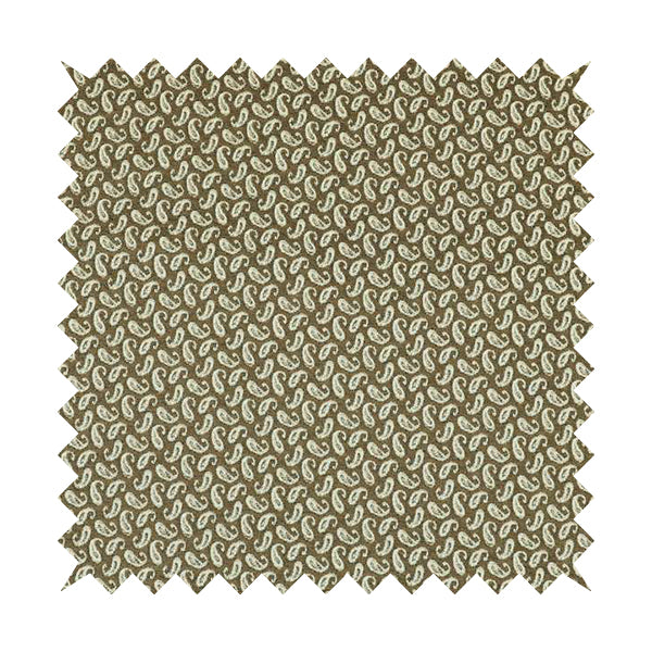Fantasque Paisley Pattern White Brown Chenille Fabric JO-576 - Roman Blinds
