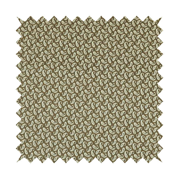 Fantasque Paisley Pattern White Brown Chenille Fabric JO-576 - Made To Measure Curtains