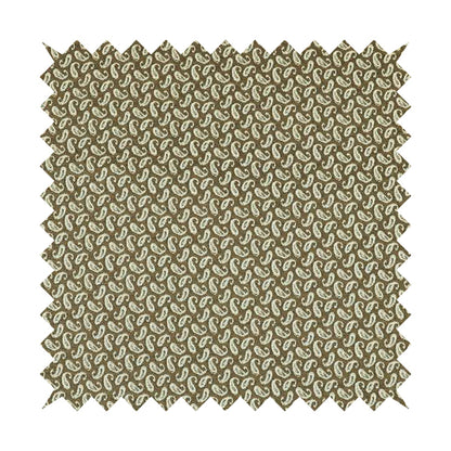 Fantasque Paisley Pattern White Brown Chenille Fabric JO-576 - Made To Measure Curtains