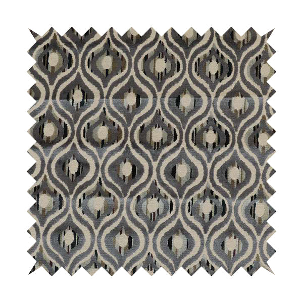 Ziani Modern Hourglass Geometric Pattern Velvet In Blue Colour JO-577 - Roman Blinds