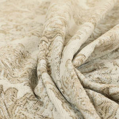 Atmosfera Quality Woven Floral Inspired Pattern In Beige Cream Colour Fabric JO-578 - Made To Measure Curtains