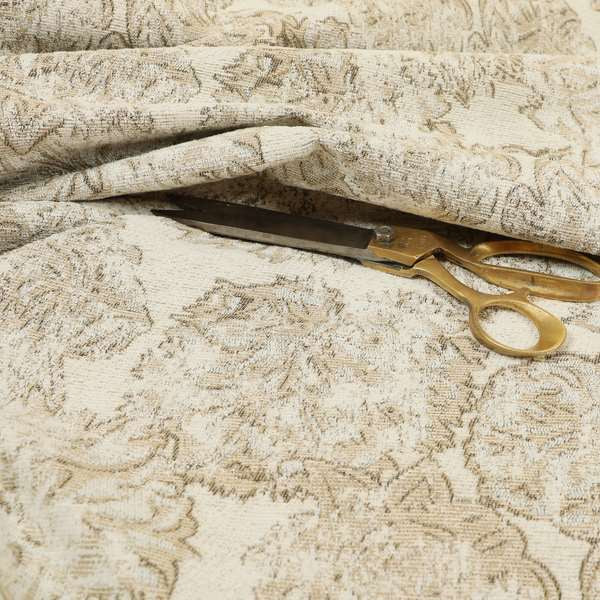 Atmosfera Quality Woven Floral Inspired Pattern In Beige Cream Colour Fabric JO-578 - Roman Blinds